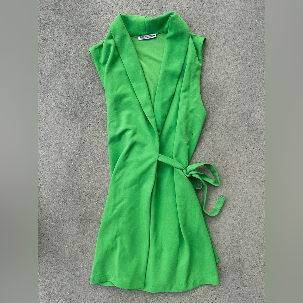 Zara Vibrant Green Sleeveless Mini Dress